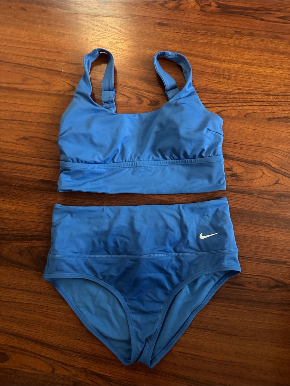 Nike Solid Blue Athletic Two-Piece Bikini Set